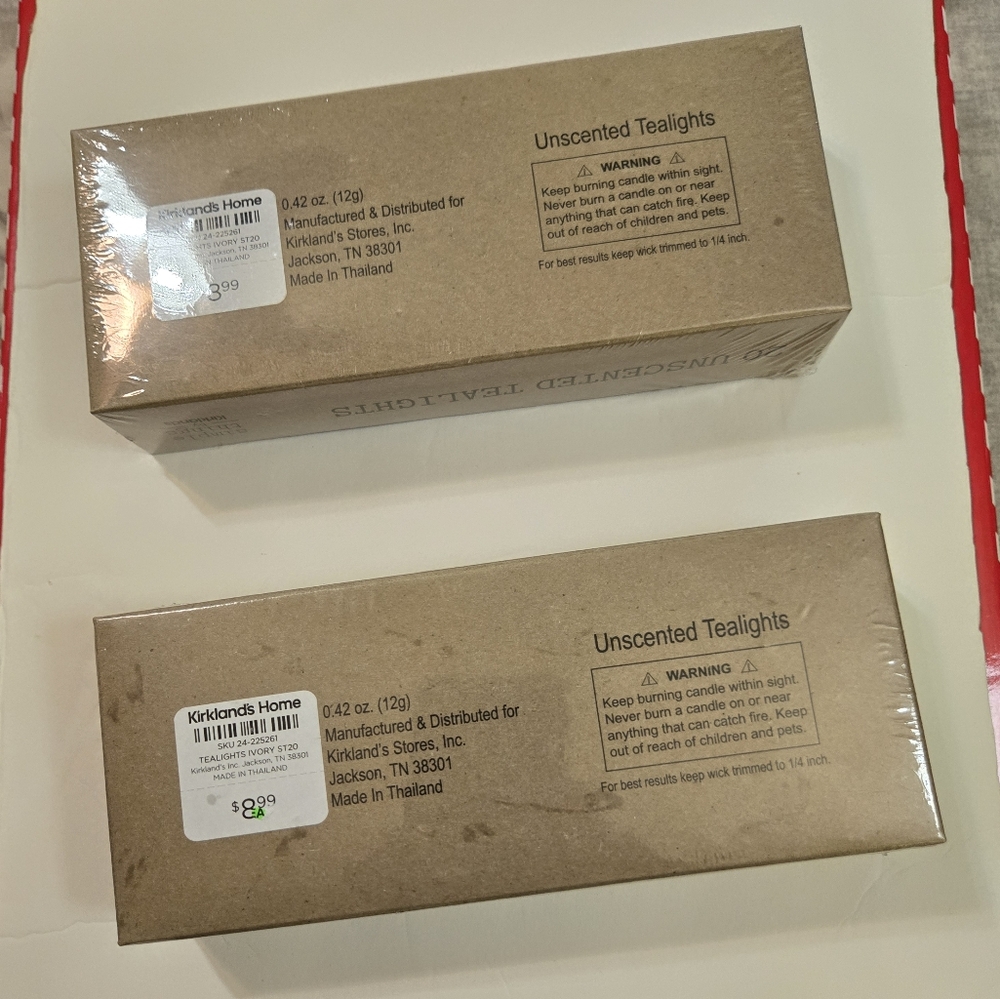 Kirklands Home Unscented Tea Light Candles 2 Boxes Of 20 - Picture 5 of 6